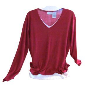 White Stag Red Pullover Long Sleeve Sweater with Attached White Lining Size 16 W